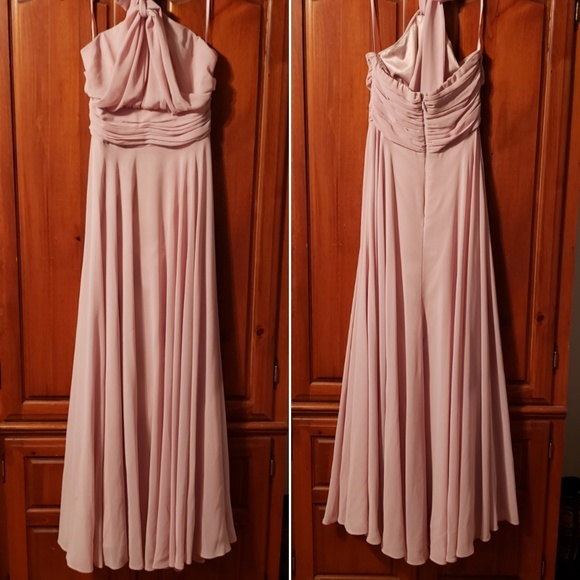 Lulu's Pink Chiffon Halter Gown - Medium - Picture 2 of 8